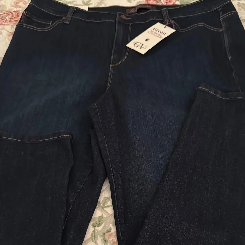 Gloria Vanderbilt Blue Skinny Jeans with Contrast Stitching - Picture 1 of 5